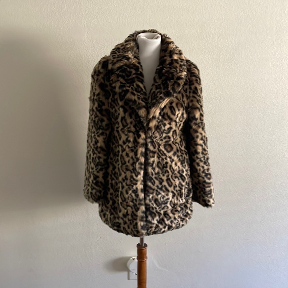 GB Girls Leopard Print Faux Fur Coat
